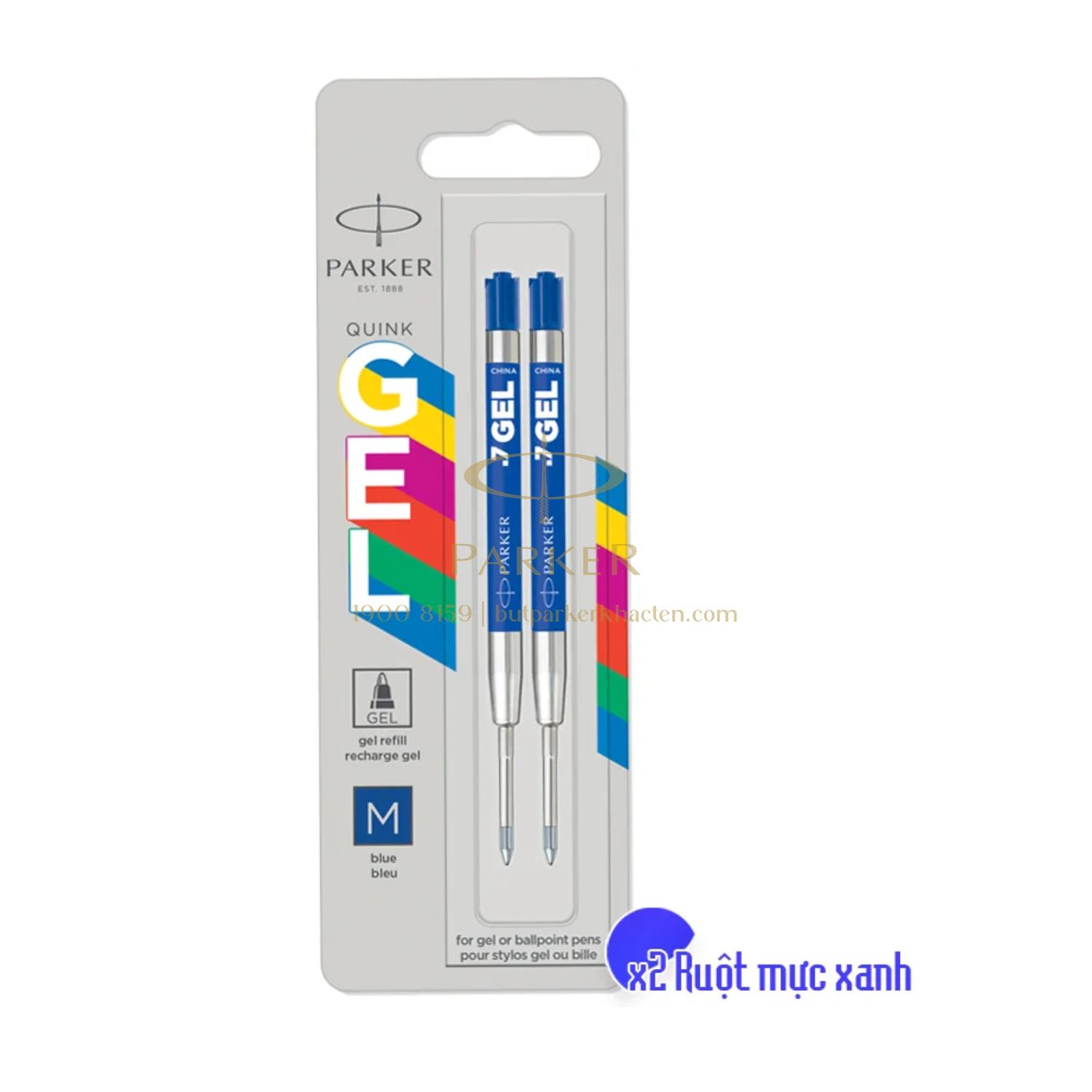 Ruột Bút Gel Parker Xanh M Vỉ 2-2136210 (3026981362101) - Butparkerkhacten.com